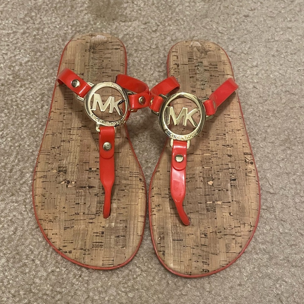 Michael Kors Sandals red strap with Cork bottom size 7